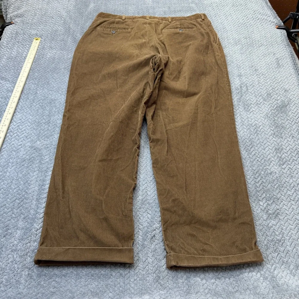 Lands' End Corduroy Pants‎ Mens 38x29 Brown Pleated Cuffed Wide Leg